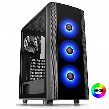 Gabinete Gamer Thermaltake J25 TG, Mid Tower, ARGB, com FAN, com Fonte 600w 80 Plus, Lateral em Vidro - CA-3L8-60M1WZ-00