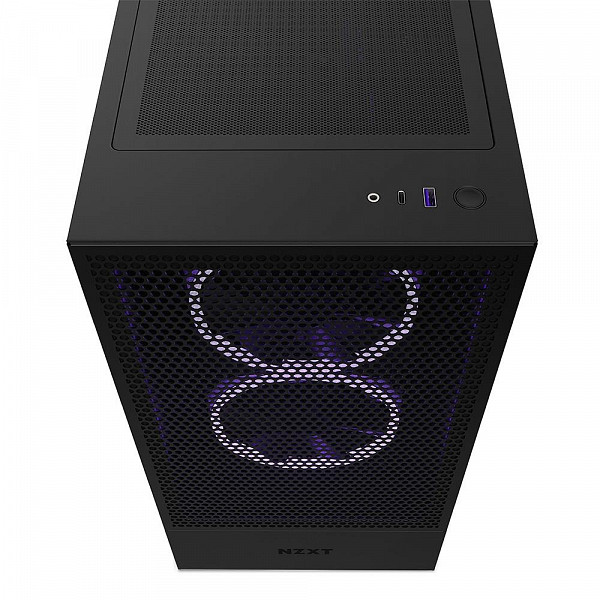 Gabinete NZXT H5 Flow, Mid Tower, RGB, ATX, Lateral e Frontal em Vidro Temperado, 2x Cooler Fan, Preto - CC-H51FB-01