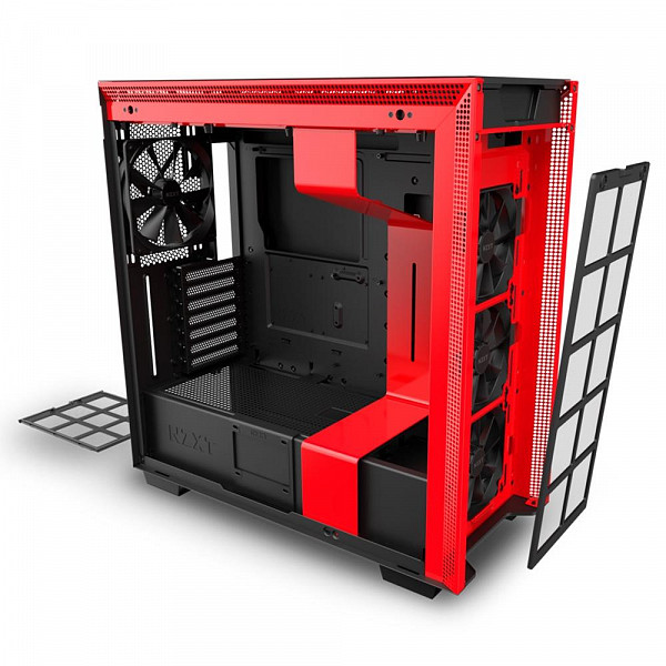 Gabinete Gamer NZXT H710, Mid Tower, com FAN, Lateral em Vidro, Preto/Vermelho - CA-H710B-BR