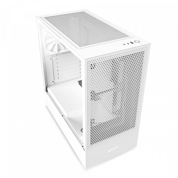 Gabinete NZXT H5 Flow Compact, Mid Tower, RGB, ATX, Lateral e Frontal em Vidro Temperado, 2x Cooler Fan, Branco - CC-H51FW-01