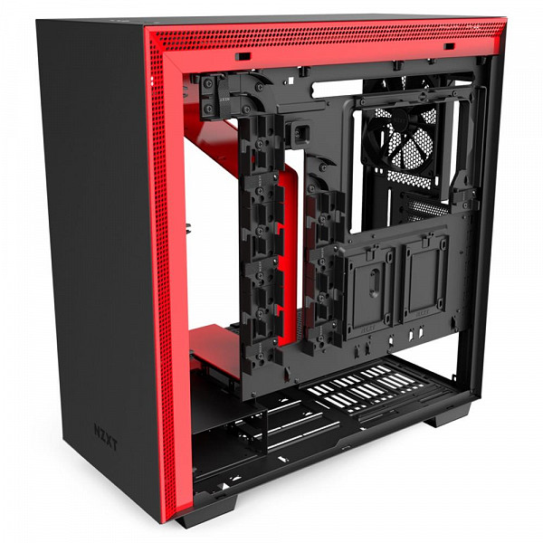 Gabinete Gamer NZXT H710, Mid Tower, com FAN, Lateral em Vidro, Preto/Vermelho - CA-H710B-BR