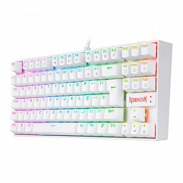 Teclado Magnético Gamer Redragon Kumara Pro Lunar White RGB Branco Switch Azul