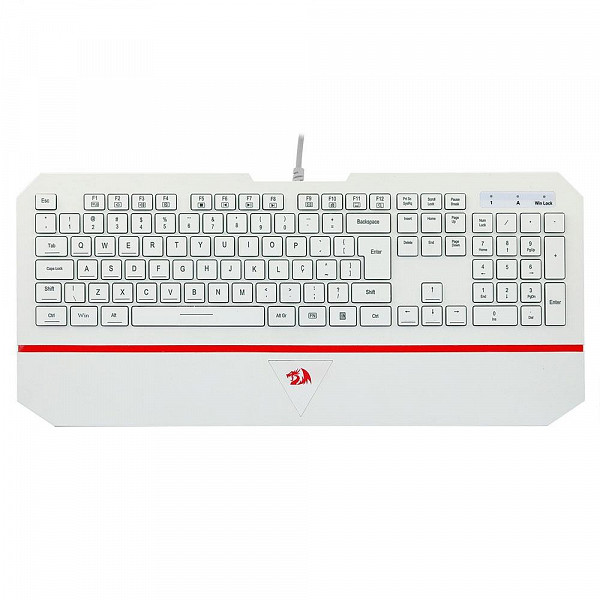 Teclado Membrana Redragon Karura 2, Apoio de Pulso, Atalhos Multimídas, ABNT2, Branco - K502W-N