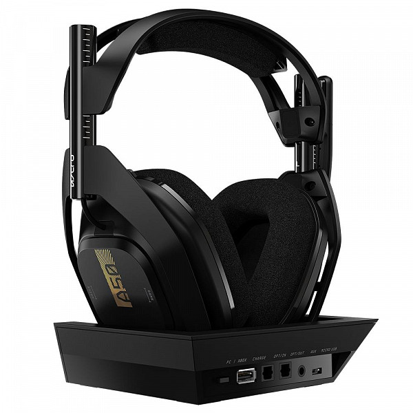 Headset Sem Fio ASTRO Gaming A50 + Base Station Gen 4 com Áudio Dolby - Compatível com Xbox One, PC, Mac - Preto/Dourado - 939-001681