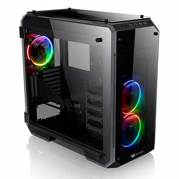 Gabinete Gamer Thermaltake View 71 RGB, Full Tower, Com 3 Fans, Vidro Temperado, Black, Sem Fonte, CA-1I7-00F1WN-01