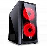 Gabinete Gamer PCYes Venus sem Fonte, Mid Tower, USB 3.0, 2 Fans LED Vermelho, Preto com Lateral em Acrílico - VENPTVM2FCA