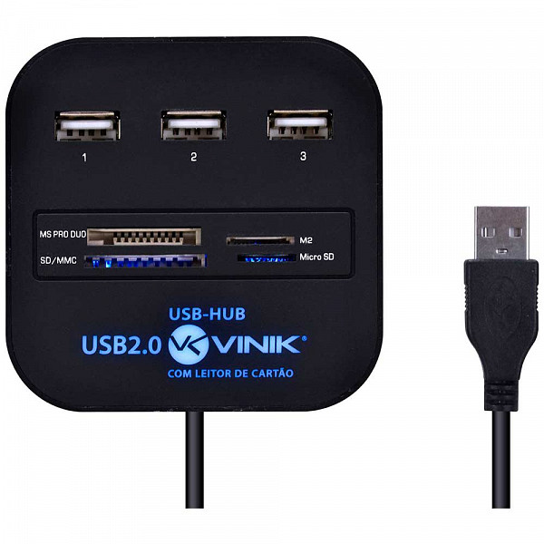 HUB Usb 2.0 com Leitor de Cartão SD, Micro SD, Ms, M2 e TF