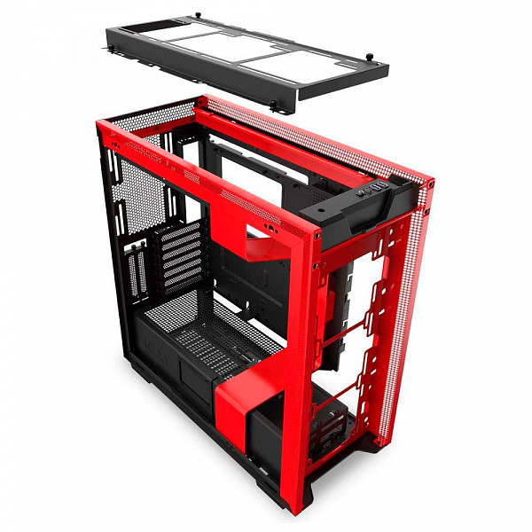 Gabinete Gamer NZXT H710i, Mid Tower, Com 4 Fans, Vidro Temperado, Vermelho, S-Fonte, CA-H710I-BR