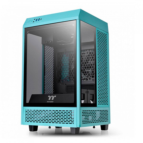 Gabinete Thermaltake The Tower 100  Mini Turquesa com Janela Lateral em Vidro Temperado 120MM CA1R300SBWN00