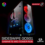 Gabinete Gamer Redragon Sideswipe, Mid Tower, Com 4 Fans RGB, Vidro Temperado, Black, S-Fonte, GC-601