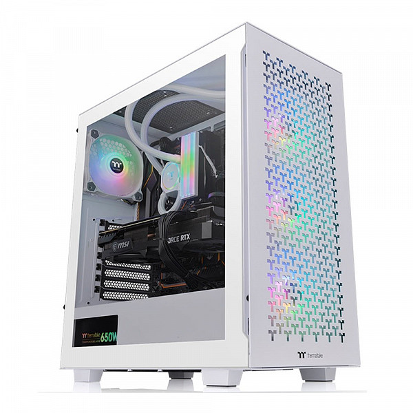 Gabinete Gamer Thermaltake V350 TG ARGB Air Mid Tower, Vidro Temperado, Sem Fonte, 3 fans ARGB de 120 mm, Branco,  CA-1S3-00M6WN-03