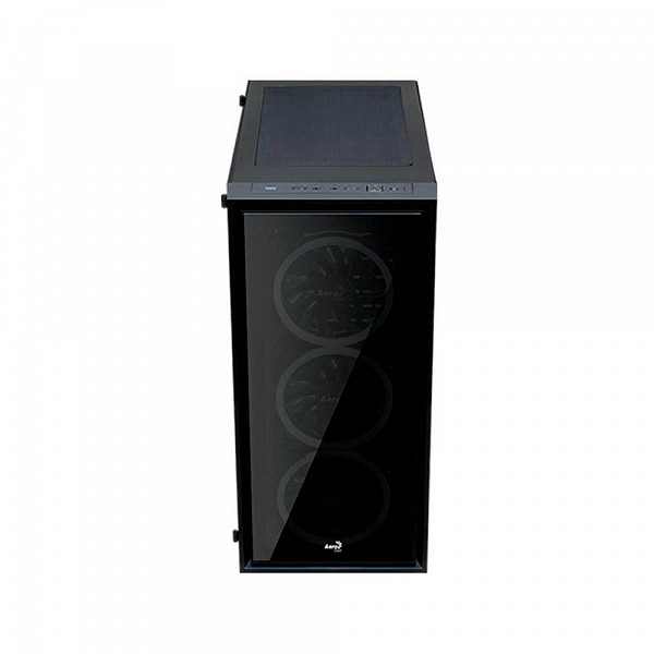 Gabinete Gamer Aerocool Quartz Revo ARGB, Com 3 Fans, Mid Tower, Vidro Temperado, Black, S-Fonte