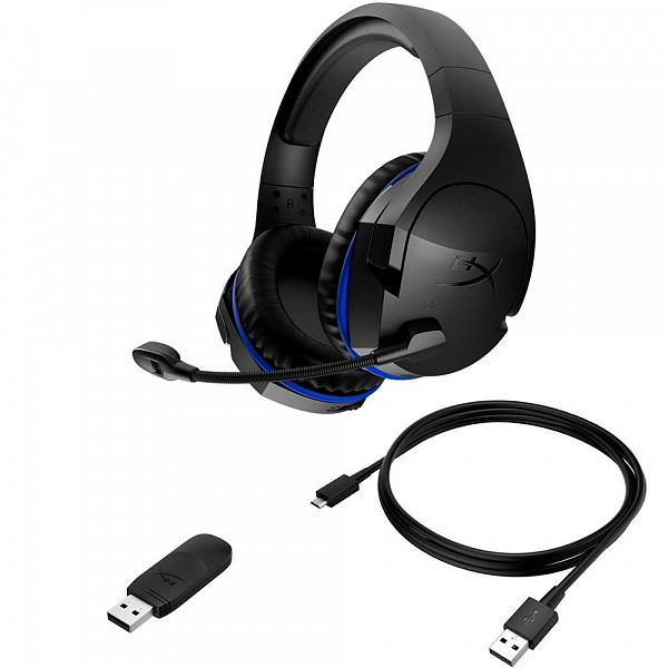 Headset Gamer Sem Fio HyperX Cloud Stinger Wireless PS4, Drivers 50mm, Preto e Azul - HX-HSCSW-BK