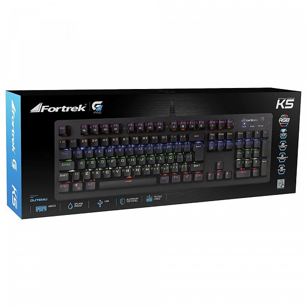 Teclado Mecânico Gamer Fortrek K5, RGB, Switch Outemu Blue, ABNT2