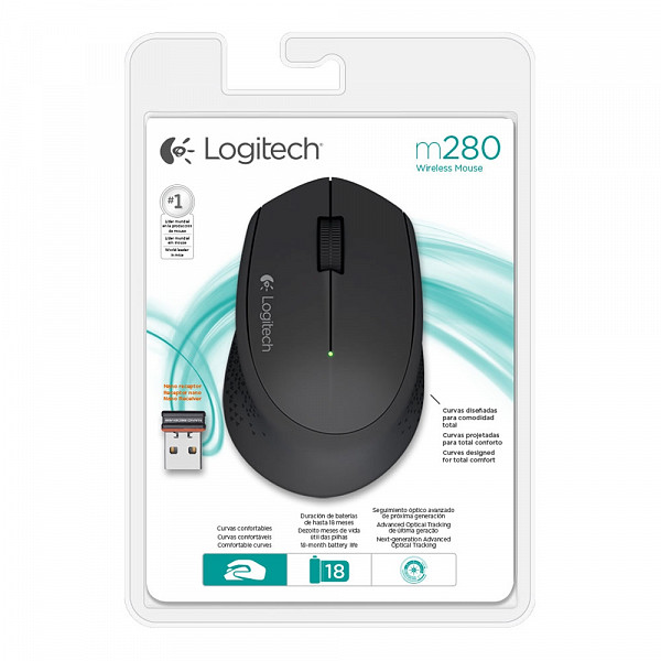 Mouse Logitech M280 Sem Fio Preto 1000 DPI