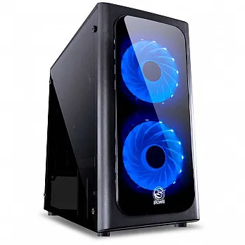 Gabinete Gamer PCYes Venus sem Fonte, Mid Tower, USB 3.0, 2 Fans LED Azul, Preto com Lateral em Acrílico - VENPTAZ2FCA