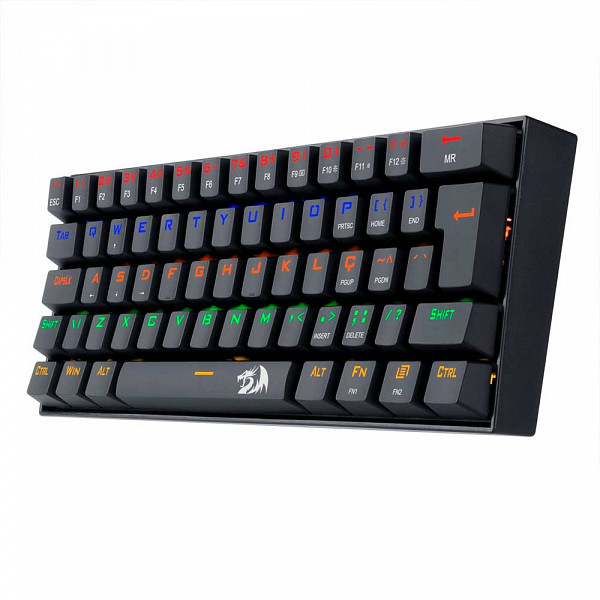 Teclado Gamer Mecânico Redragon Lakshmi, ABNT2, 61 Teclas, Switch Blue, K606R