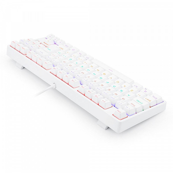 Teclado Mecanico Gamer Redragon Daksa Lunar White, Rainbow, USB, Switch Red, Compacto, ABNT2, Branco - K576W-R (PT-RED)