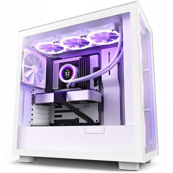 Gabinete NZXT H7 Elite, Mid Tower, ATX, Lateral e Frontal em Vidro Temperado, 3x Fan RGB, Branco - CM-H71EW-01