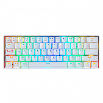 Teclado Gamer Redragon Mecânico Draconic 60% Rgb Branco Switch Brown K530 Sem Fio