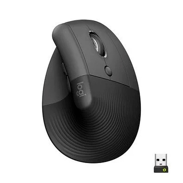 Mouse Sem Fio Logitech Lift, 4000 DPI, 6 Botões, Bluetooth, Ergonômico, USB, Grafite - 910-006466