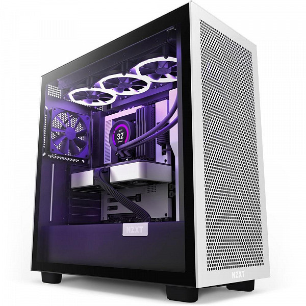 Gabinete NZXT H7 Flow, Mid Tower, ATX, Lateral em Vidro Temperado, 2x Fans, Preto e Branco - CM-H71FG-01