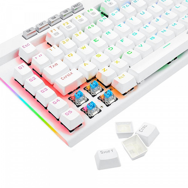 Teclado Óptico Gamer Redragon Magic-Wand PRO RGB, RGB, Switch Vermelho, ABNT2, 12 Teclas Multimídia, Branco - K587W-RGB-PRO (PT-RED)