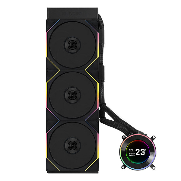 Water Cooler Lian Li Hydroshift LCD, 360mm, ARGB, Com Display, Intel/AMD, Preto, GHS2LCD36TB