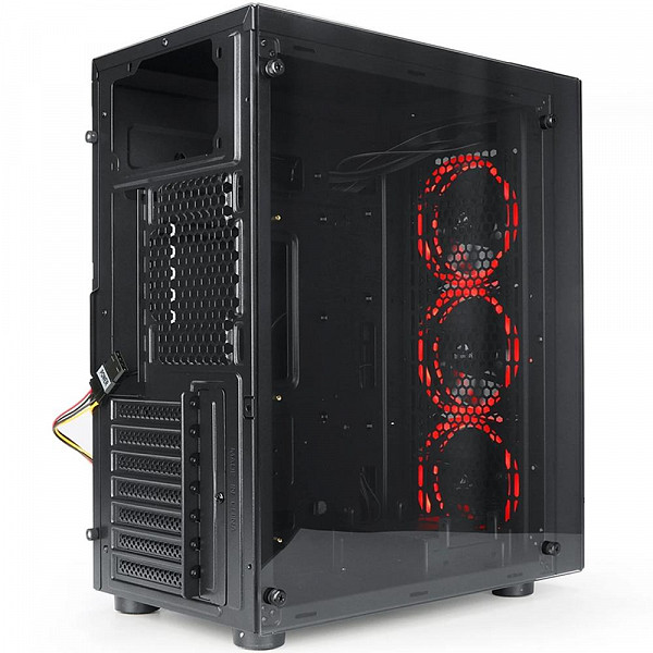 Gabinete Gamer Redragon Thundercracker, Mid Tower, Com 3 Fans RGB, Vidro Temperado, Black, S-Fonte, GC-605