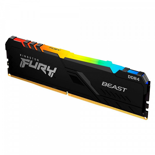 Memória Kingston Fury Beast, RGB, 16GB, 2666MHz, DDR4, CL16, Preto - KF426C16BBA/16