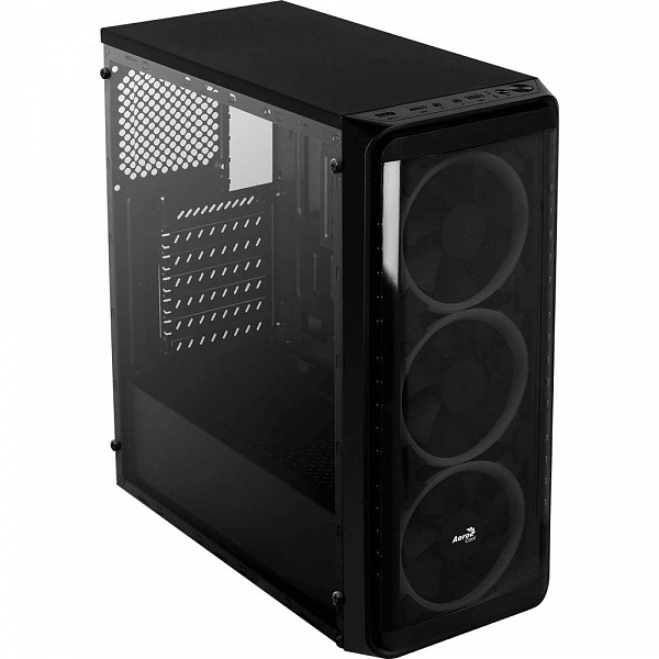Gabinete Gamer Aerocool SI-5200 RGB, Mid Tower, Com 3 Fans, Lateral em Acrílico, Black, S-Fonte