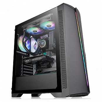 Gabinete Gamer Thermaltake H350 TG RGB, Mid Tower, Vidro Temperado, Black, ATX, Sem Fonte, Com 1 Fan, CA-1R9-00M1WN-00