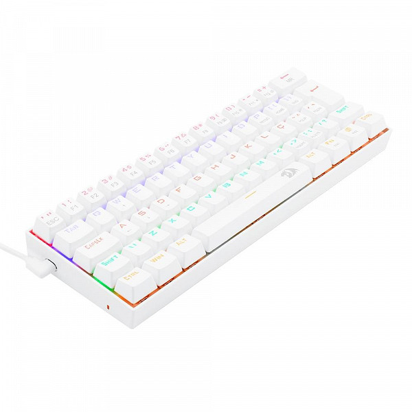 Teclado Mecânico Gamer Redragon Lakshmi Lunar White, Rainbow, Switch Blue, Layout 60%, ABNT2, Branco - K606W-R (PT-BLUE)