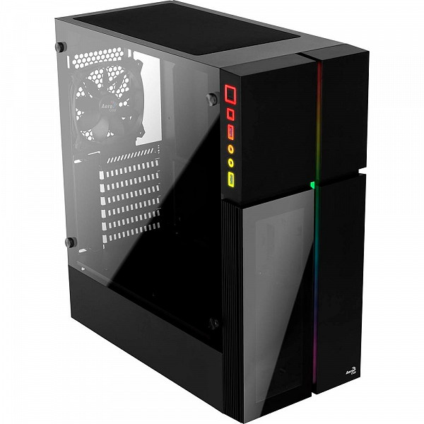 Gabinete Gamer Aerocool Playa, Mid Tower, RGB, 1 Cooler, Lateral e Frontal em Vidro