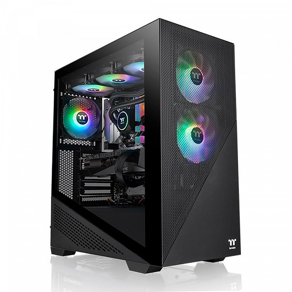 Gabinete Gamer Thermaltake Divider 370 TG ARGB, Mid Tower, Vidro Temperado, Sem Fonte, 3 fans ARGB de 120 mm, Preto,  CA-1S4-00M1WN-00