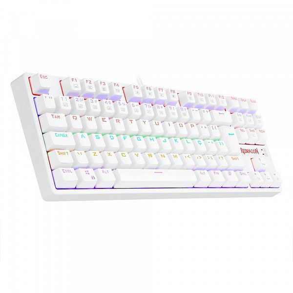 Teclado Mecânico Gamer Redragon Daksa Lunar White, Rainbow, Switch Blue, ABNT2, Branco - K576W-R (PT-BLUE)