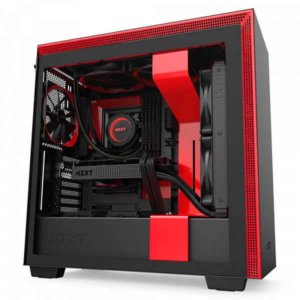 Gabinete Gamer NZXT H710, Mid Tower, com FAN, Lateral em Vidro, Preto/Vermelho - CA-H710B-BR