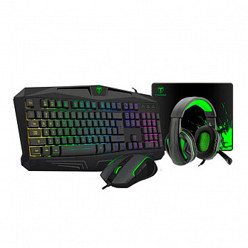 Combo Gamer T-dagger Legion 4 Em 1, Teclado, Mouse, Headset E Mousepad, T Tgs003 Pt