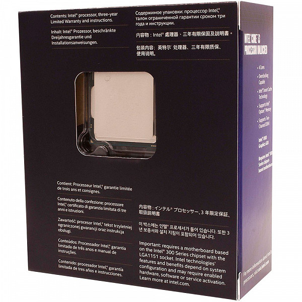 Processador Intel i3-8350k Coffee Lake 8a Geração, Cache 8MB, 4.0GHz, LGA 1151 Intel UHD Graphics 630 - BX80684I38350K