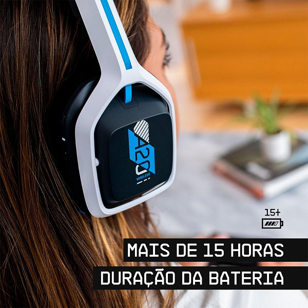 Headset Sem Fio Gamer ASTRO A20 Gen 2, USB, para PlayStation 5/4 PC Mac, Branco/Azul - 939-001877