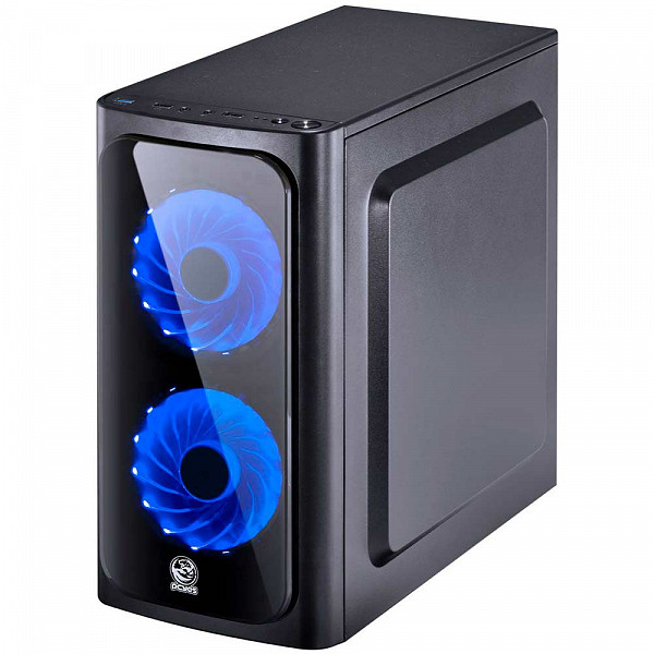 Gabinete Gamer PCYes Venus sem Fonte, Mid Tower, USB 3.0, 2 Fans LED Azul, Preto com Lateral em Acrílico - VENPTAZ2FCA