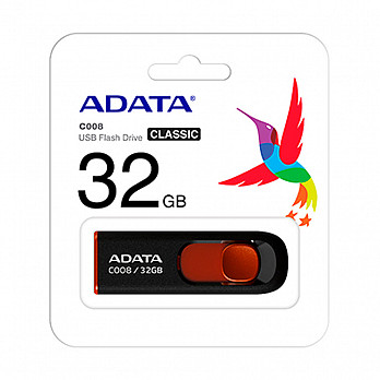 Pendrive Adata C008-32gb Preto/Vermelho - AC008-32g-Rkd