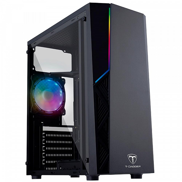 Gabinete Gamer T-Dagger RGB, Mid Tower, Lateral em Acrílico, Preto - TGC-P02B