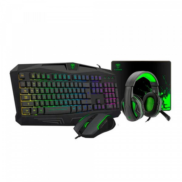 Combo Gamer T-dagger Legion 4 Em 1, Teclado, Mouse, Headset E Mousepad, T Tgs003 Pt