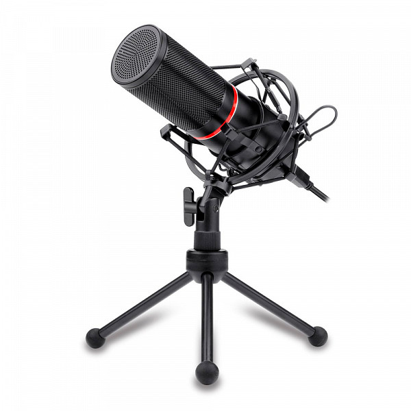 Microfone Gamer Streamer Redragon Blazar C/ Tripé, USB, Black, GM300