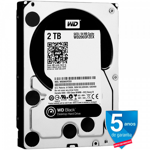 HD WD SATA 3,5´ Black Performance 2TB 7200RPM 64MB Cache SATA 6.0Gb-s - WD2003FZEX