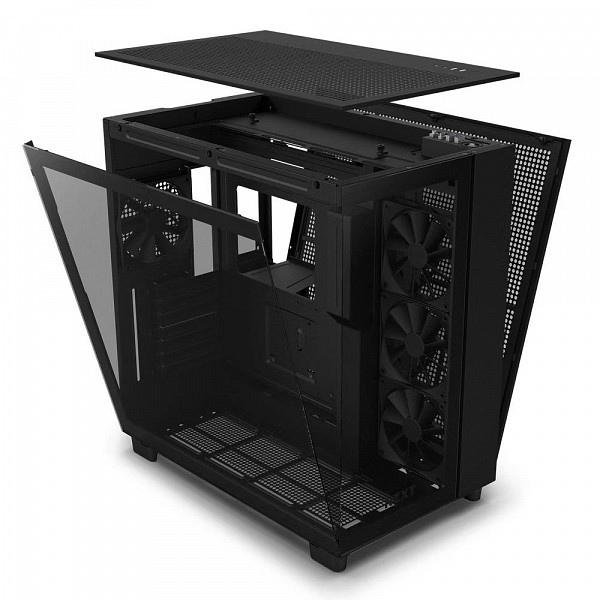 Gabinete Gamer NZXT H9 Flow, Mid Tower, ATX, Lateral e Frontal em Vidro, Preto - CM-H91FB-01