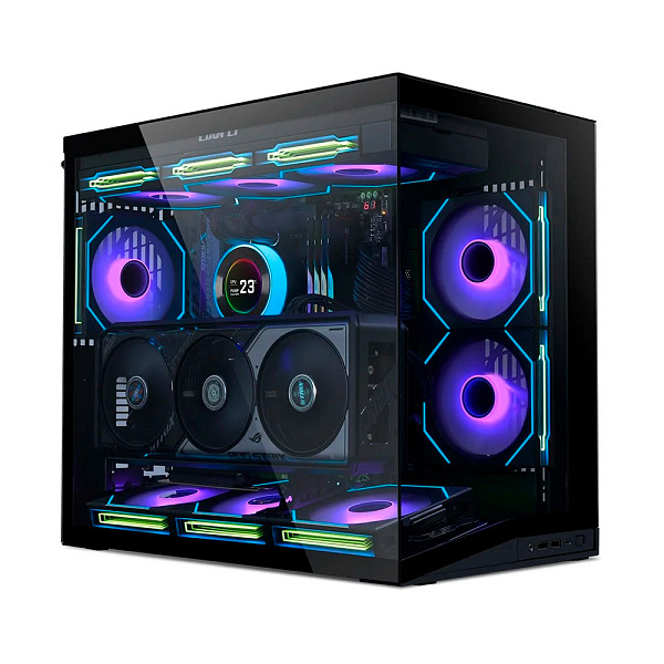 Gabinete Gamer Lian Li O11 Dynamic Mini V2 Flow, Midi Tower, Lateral em Vidro, Com 5 Fans,, Preto - O11DMIV2FX