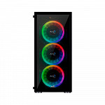 Gabinete Gamer Aerocool Quartz Revo ARGB, Com 3 Fans, Mid Tower, Vidro Temperado, Black, S-Fonte