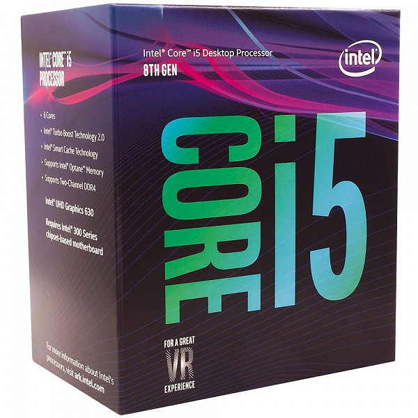 Processador Intel Core i5 8400 Coffe Lake 8a Geração Cache 9MB 2.8 GHz ( 4.0 GHz Max Turbo ) LGA 1151 Intel UHD Graphics 630 BX80684I58400